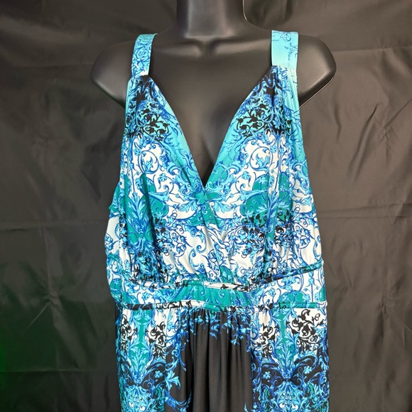 NEW DIRECCIÓN Blue and Teal Maxi Dress 3XL - Picture 8 of 13